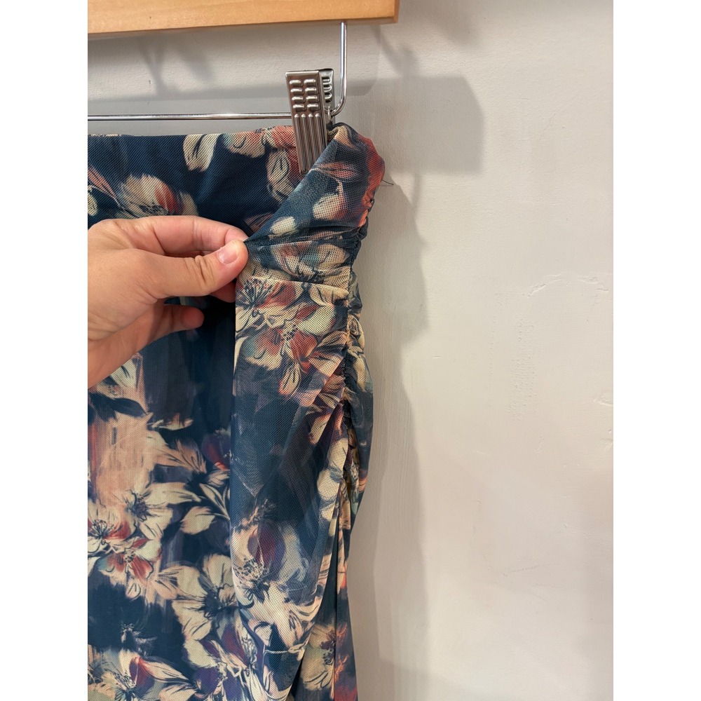 Sage The Label Floral Mesh Ruched Midi Skirt - Picture 5 of 8